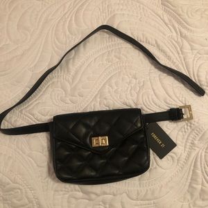 Black leather fanny pack never worn
